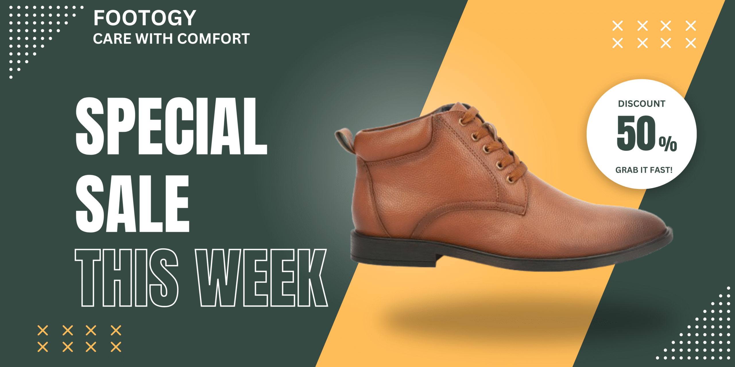 Home green and yellow simple clean shoes sale banner